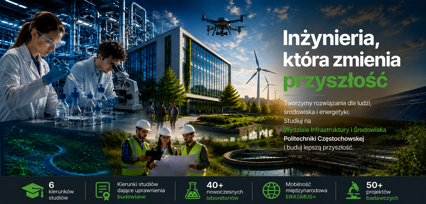 Inżynieria, która zmienia przyszłość. Studiuj na Wydziale Infrastruktury i Środowiska Politechniki Częstochowskiej