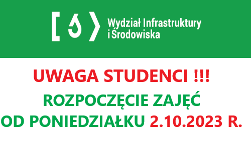 Rozpoczęcie zajęć dydaktycznych od. 2.10.2023