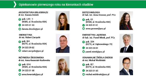 Opiekunowie studentów pierwszego roku